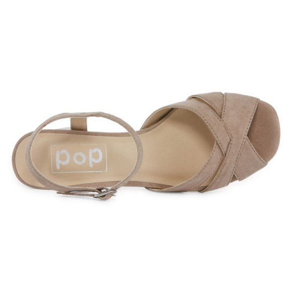 Pop Women's Garcelle Taupe Heels Sandals Pumps Dress Shoes - Picture 4 of 4